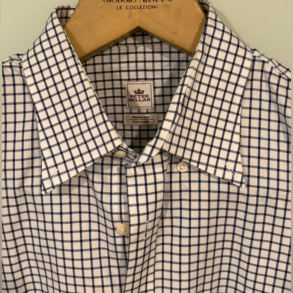 Peter Millar Windowpane Check Button down - Picture 2 of 9